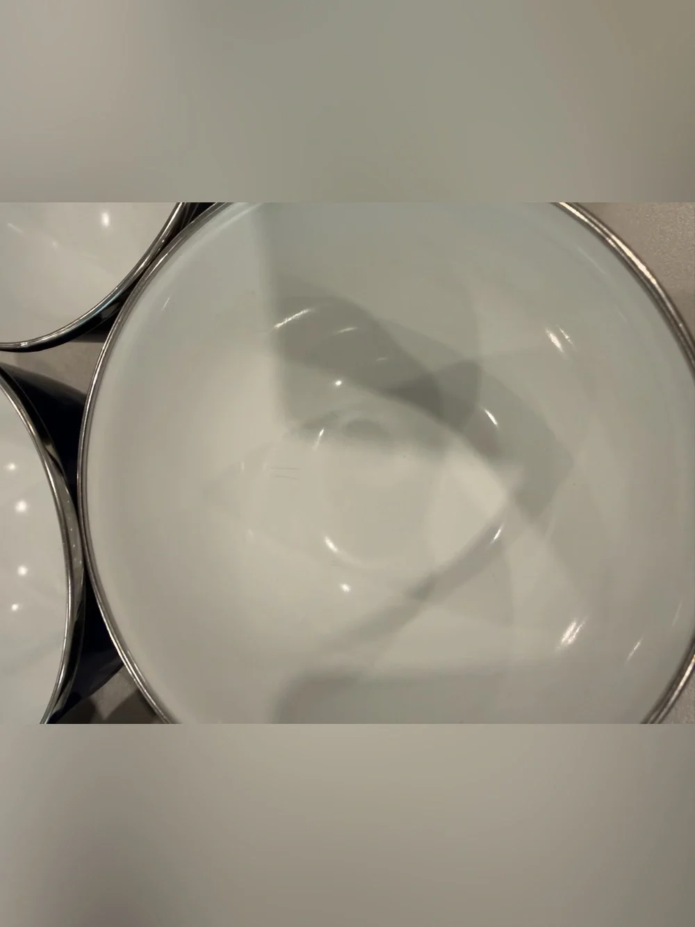 Pottery Barn Blue Enamel  Bowls with Silver Rim - Set of 7